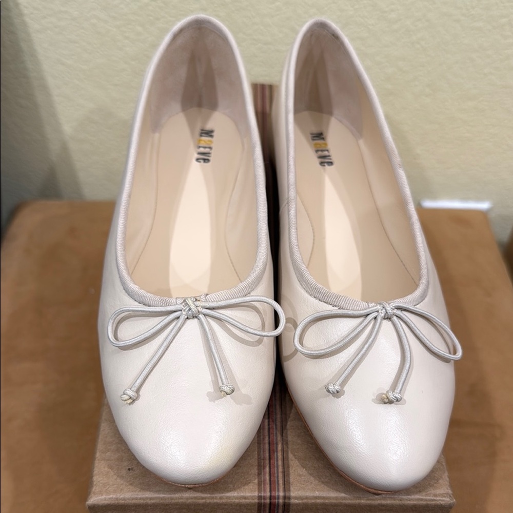 Maeve Cream Ballet Flats with Bow Detail